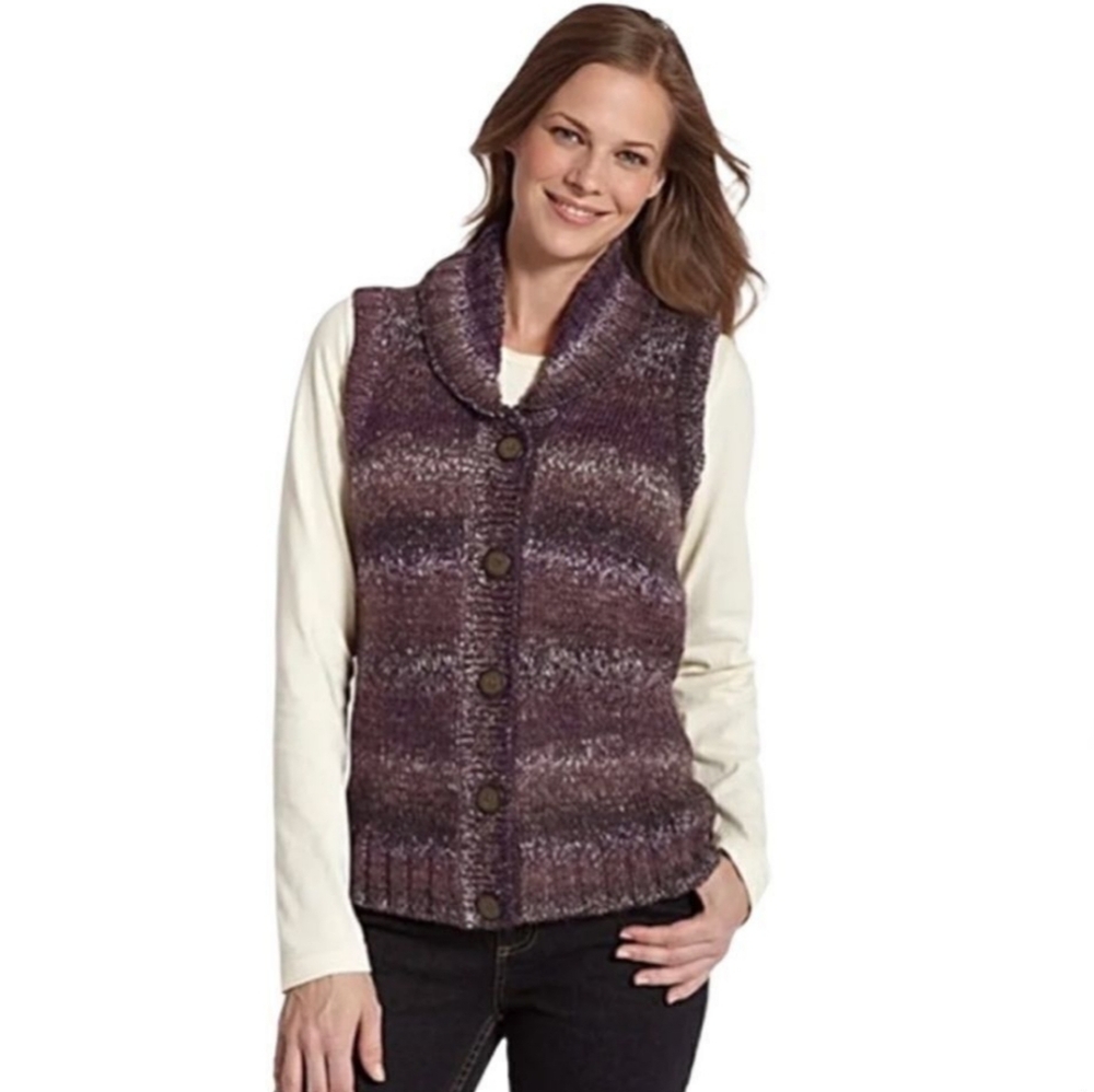 Woolrich Kendal Creek Sweater Vest - marled taupe, cream, purple